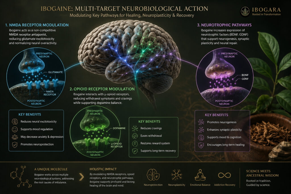 ibogaine for opioid addiction brain mechanism diagram